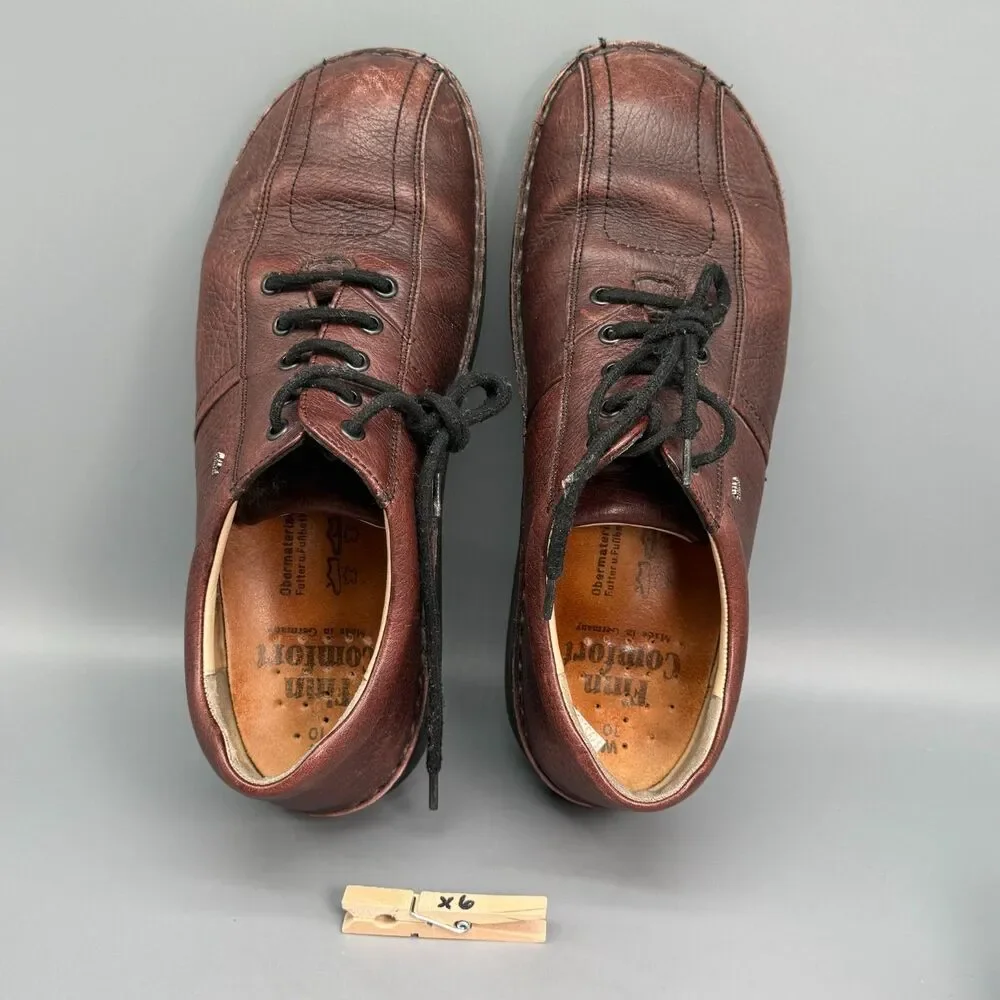 Finn Comfort Dijon Men's 10 Brown Leather Lace Up Oxford Dress Casual Shoes